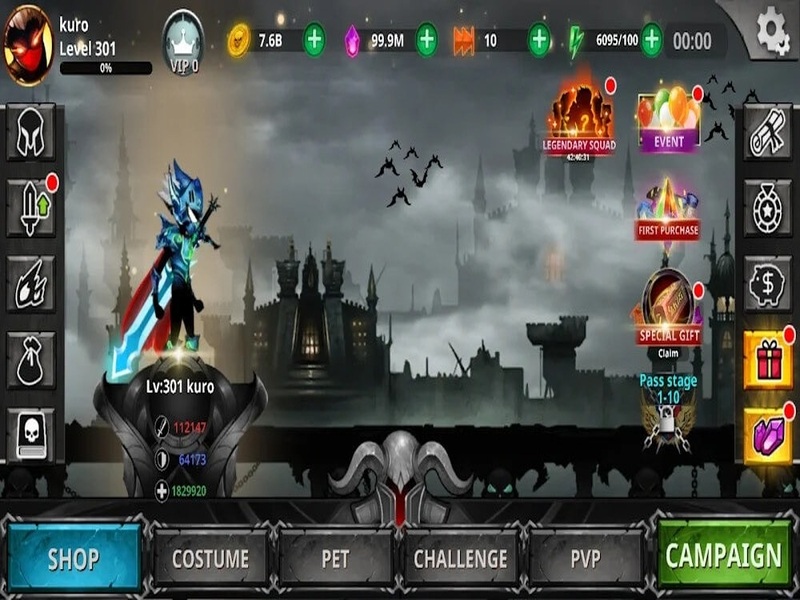 Tải Hack Stickman Legends Mod Apk (Menu, Max Level) v7.0.15 2 Lối Chơi Chặt Chém Tốc Độ Cao Trong Hack Stickman Legends