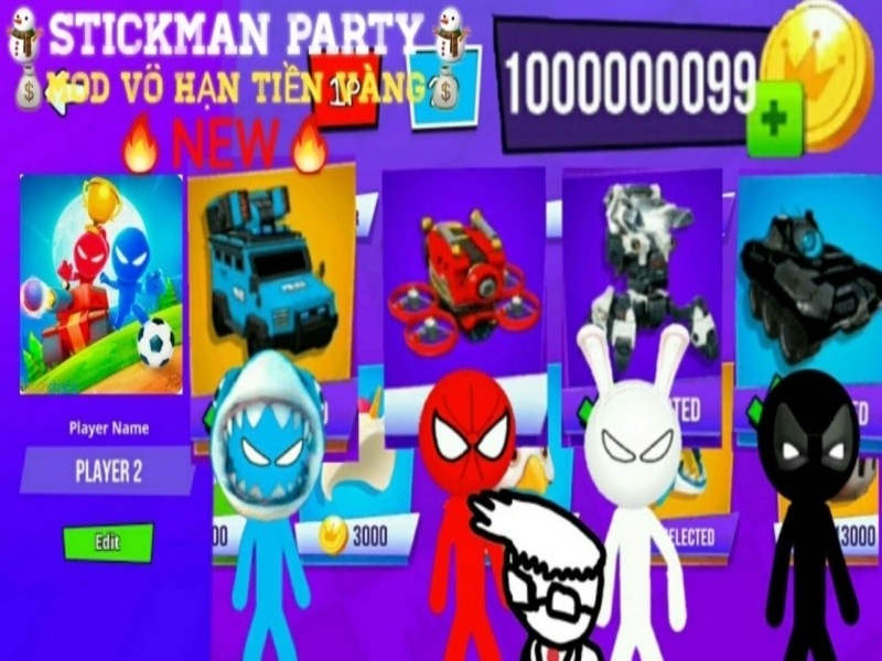 Tải Stickman Party Hack (Mod Vô Hạn Tiền) v2.4.9.2 4 Tính Năng Nổi Bật Trong Stickman Party Hack