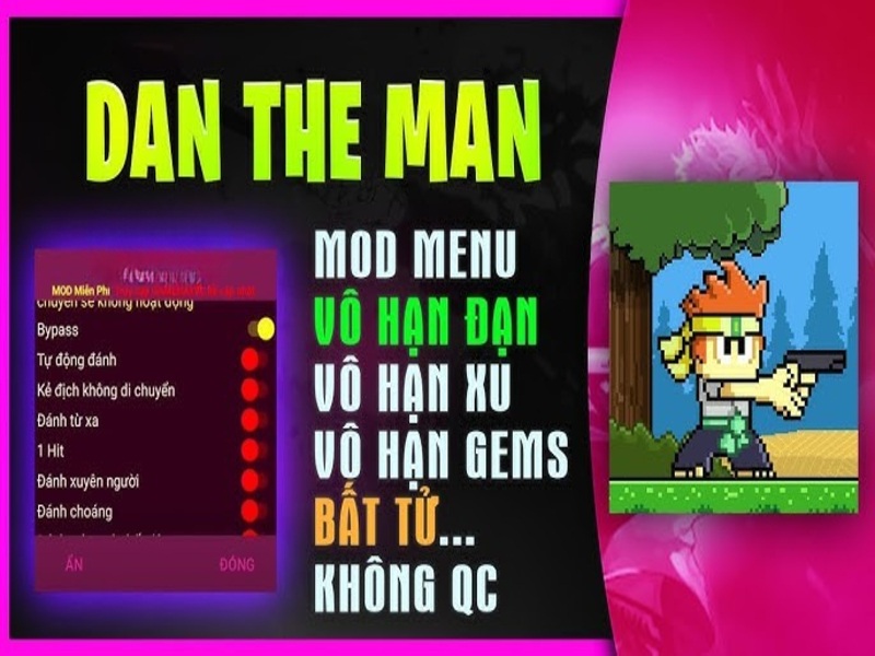 Tải Dan The Man Hack (Mod Menu, Vô Hạn Tiền) V1.12.72 4 Tính Năng Nổi Bật Trong Dan The Man Hack