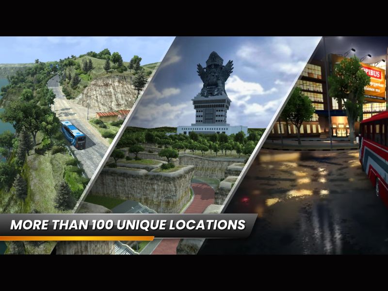 Tải Hack Bus Simulator Indonesia (Vô Hạn Tiền, Xe Việt Nam) v4.4.1 4 Bản đồ rộng lớn với các địa danh nổi tiếng trong Hack Bus Simulator Indonesia