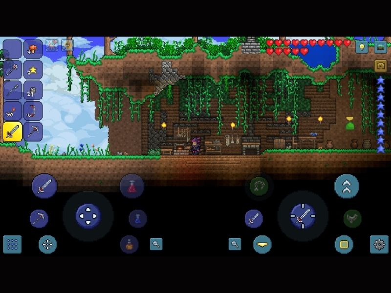Tải Terraria APK (Việt Hoá) v1.4.4.9.8 Mới Nhất 3 Sinh tồn bằng cách thu nhập tài nguyên trong Terraria Việt Hóa